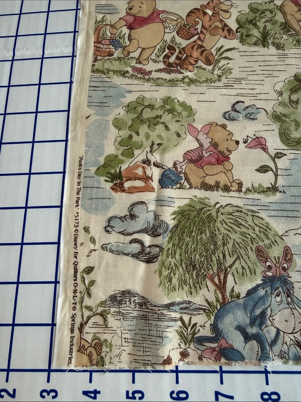 Vintage Disney Winnie the Pooh Day in the Park Fabric Springs 2/3 Yard